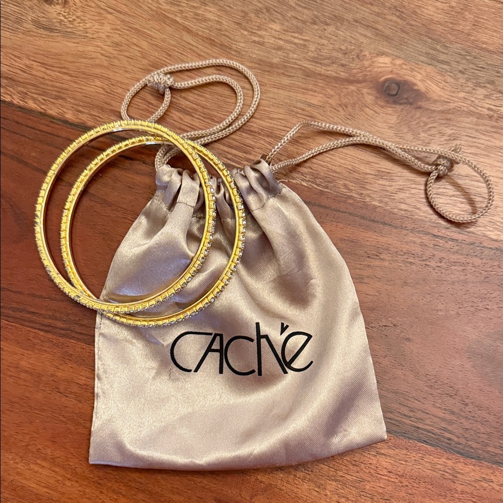 Cache Gold Tone Rhinestone Bangles - image 3